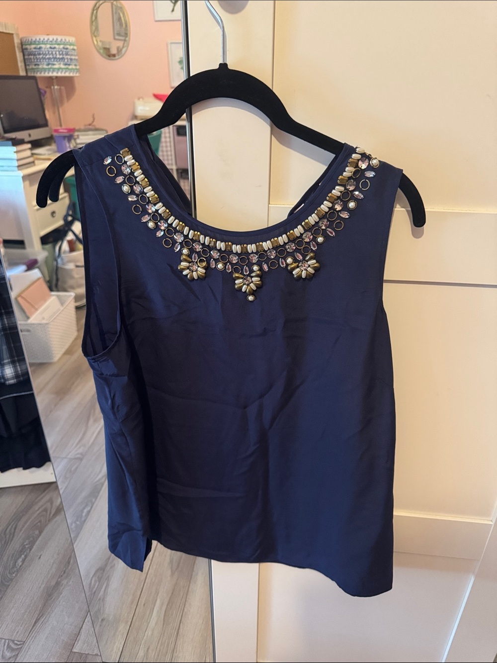 Lilly Pulitzer Navy Sleeveless Beaded Camisole